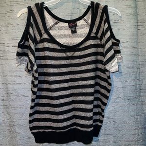 Torrid Striped Cold Shoulder Light Sweater Shirt